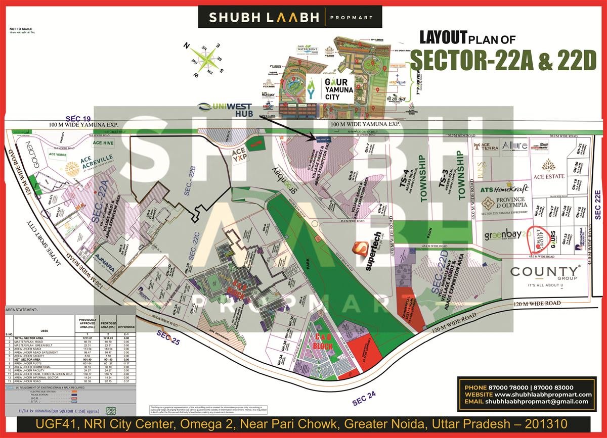 Sector 22A to 22D map